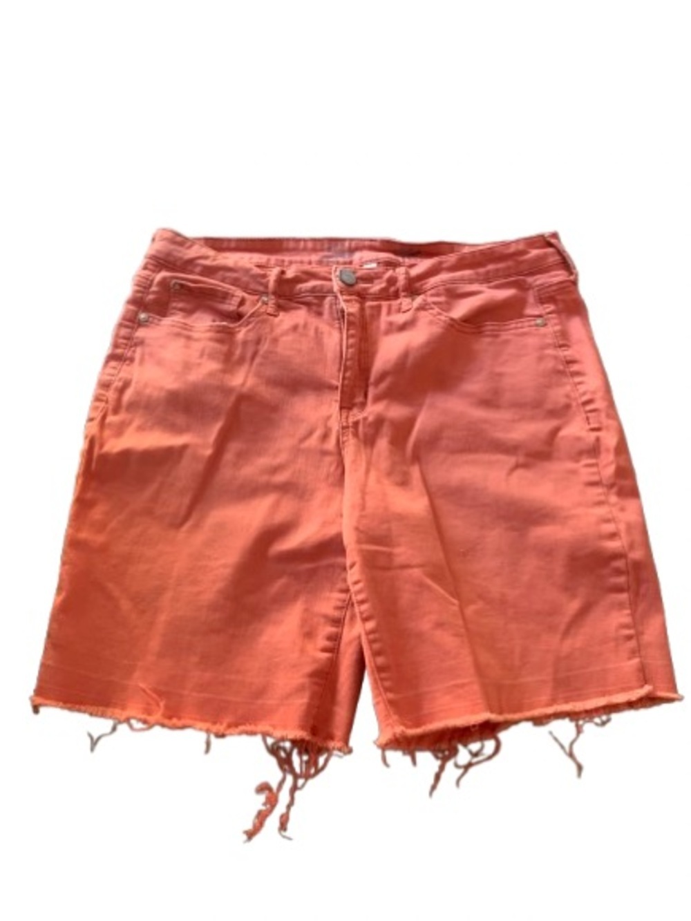 Seven7 Weekend Bermuda Coral Denim Shorts Size 14 Raw Hem Stretch Summer Shorts